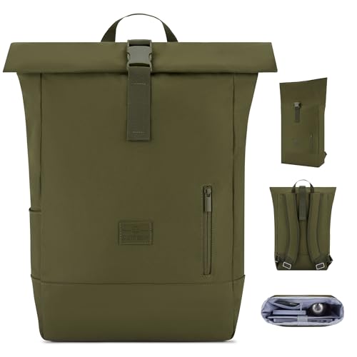 Johnny Urban Rolltop Rucksack Damen & Herren Grün - Robin Large - Tagesrucksack mit 16 Zoll Laptopfach - Recyceltes PET - 18-22L - Wasserabweisend von Johnny Urban