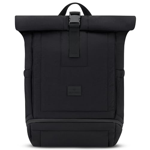 Johnny Urban Rolltop Rucksack Damen & Herren Schwarz - Kyle - Puffy Tagesrucksack mit Laptopfach für Uni Arbeit Reise - Laptop Backpack aus Nylon - Wasserabweisend von Johnny Urban