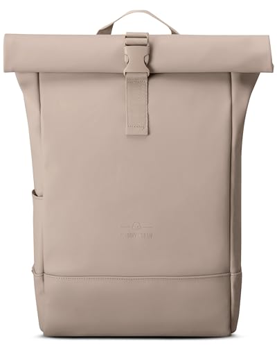 Johnny Urban Rucksack Damen Beige - Harvey Medium - Rolltop Mit Laptopfach für Uni Business City - 15L - Matte PU Beschichtung - Wasserabweisend von Johnny Urban