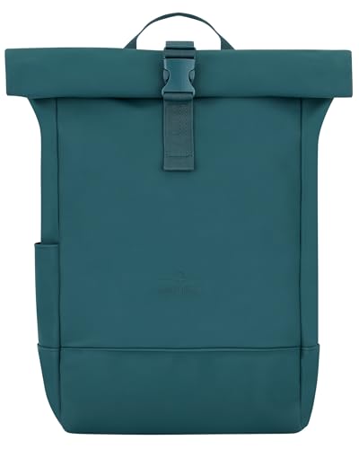 Johnny Urban Rucksack Damen Grün - Harvey Medium - Rolltop Mit Laptopfach für Uni Business City - 15L - Matte PU Beschichtung - Wasserabweisend von Johnny Urban