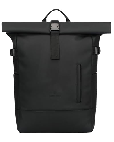 Johnny Urban Rucksack Damen Herren Schwarz - Harvey Large - Casual Rolltop 21l für Arbeit Reisen Uni Freizeit Sport - Sleek Series - Laptopfach bis zu 16 Zoll - Wasserabweisend von Johnny Urban