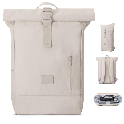 Johnny Urban Rucksack Damen & Herren Beige - Robin Medium - Rolltop Mit Laptopfach für Uni Business Fahrrad - 15L - Nachhaltig - Wasserabweisend von Johnny Urban