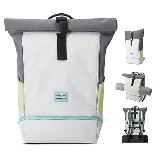 Johnny Urban Rucksack Damen & Herren Grau Grün - Allen Medium - Rolltop Mit Laptopfach für Uni Fahrrad Business - 15L - Nachhaltig - Wasserabweisend Johnny Urban Rucksack Damen & Herren Grau Grün - Allen Medium - Rolltop Mit Laptopfach für Uni Fahrrad Business - 15L - Nachhaltig - Wasserabweisend von Johnny Urban