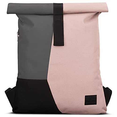 Johnny Urban Rucksack Damen & Herren Rosa Grau - Oskar - Moderner Turnbeutel Rolltop für Sport und Reisen - Diebstahlsicherer Tagesrucksack - Wasserabweisend von Johnny Urban