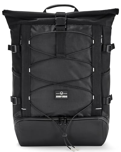 Johnny Urban Rucksack Herren & Damen Schwarz - Allen Large Move - Großer Rolltop Backpack für Freizeit Reisen Uni - 16 Zoll Laptopfach - Wasserabweisend von Johnny Urban