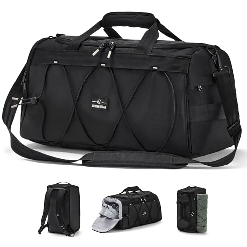Johnny Urban Sporttasche Herren & Damen Schwarz - Shawn - 2 in 1 Tasche mit Rucksackfunktion für Reise Fitness Ausflüge - Multifunktionale Gym Bag mit Schuhfach - Wasserabweisend von Johnny Urban