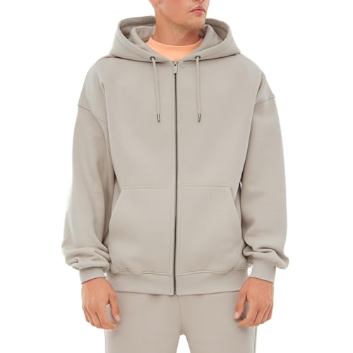 Johnny Urban Sweatjacke Damen & Herren Beige - Caleb - Oversized Kapuzenjacke mit Reißverschluss - Unisex Zip Hoodie - Weiche Innenseite - Sweatshirt Jacke Mit Kapuze von Johnny Urban