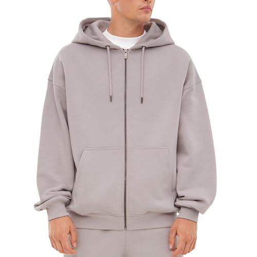 Johnny Urban Sweatjacke Damen & Herren Grau - Caleb - Oversized Kapuzenjacke mit Reißverschluss - Unisex Zip Hoodie - Weiche Innenseite - Sweatshirt Jacke Mit Kapuze von Johnny Urban