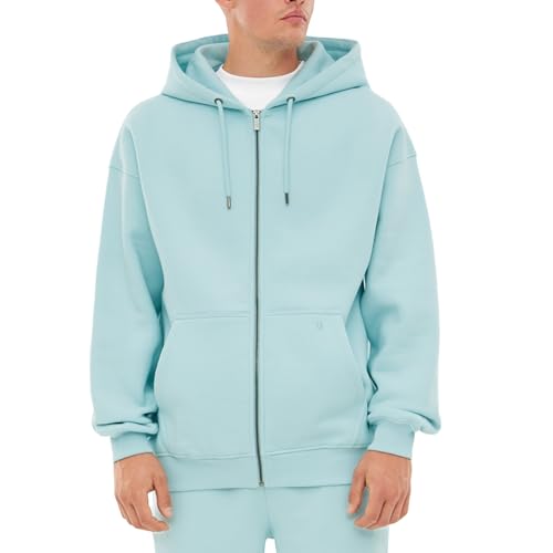 Johnny Urban Sweatjacke Damen & Herren Hellblau - Caleb - Oversized Kapuzenjacke mit Reißverschluss - Unisex Zip Hoodie - Weiche Innenseite - Sweatshirt Jacke Mit Kapuze von Johnny Urban