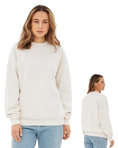 Johnny Urban Sweatshirt Damen & Herren Oversized Off White - Carter - Heavy Basic Pullover - Crewneck in Oversize Fit - Enganliegender Kragen - Unisex - Schwerer Stoff von Johnny Urban
