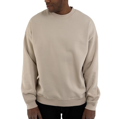 Johnny Urban Sweatshirt Herren & Damen Oversized Beige - Carter - Heavy Basic Pullover - Crewneck in Oversize Fit - Enganliegender Kragen - Unisex - Schwerer Stoff von Johnny Urban