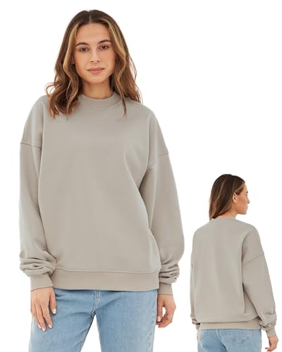 Johnny Urban Sweatshirt Damen & Herren Oversized Off White - Carter - Heavy Basic Pullover - Crewneck in Oversize Fit - Enganliegender Kragen - Unisex - Schwerer Stoff von Johnny Urban