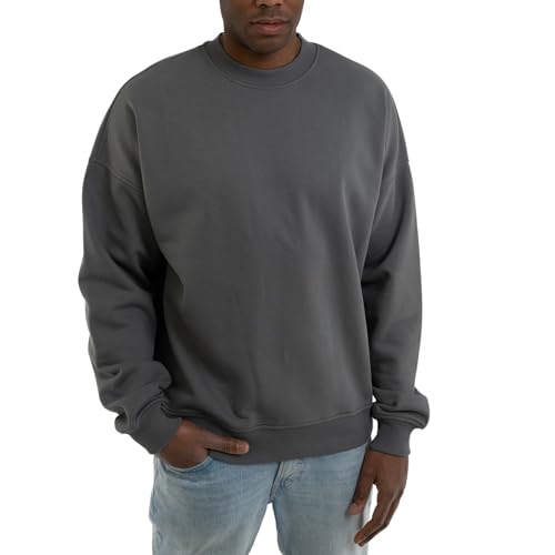 Johnny Urban Sweatshirt Herren & Damen Oversized Grau - Carter - Heavy Basic Pullover - Crewneck in Oversize Fit - Enganliegender Kragen - Unisex - Schwerer Stoff von Johnny Urban