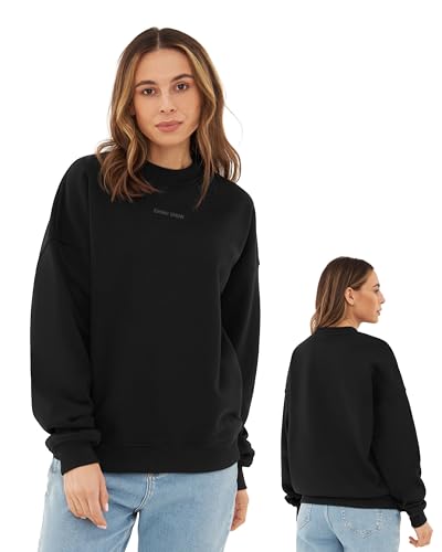Johnny Urban Sweatshirt Damen & Herren Oversized Schwarz - Carter - Heavy Basic Pullover - Crewneck in Oversize Fit - Enganliegender Kragen - Unisex - Schwerer Stoff von Johnny Urban