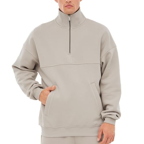 Johnny Urban Sweatshirt mit Reißverschluss Herren & Damen Beige - Cooper - Half Zip Sweater Pullover aus Baumwolle - Oversized Troyer Mit Kängurutasche - Stehkragen von Johnny Urban