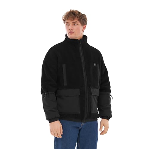 Johnny Urban Teddyjacke Damen & Herren Schwarz - Carson - Unisex Sherpa Fleecejacke für Herbst & Winter - Outdoor Teddy Jacke Warm - Warme Übergangsjacke von Johnny Urban