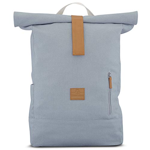 Rolltop Rucksack Damen & Herren Grau ADAM - JOHNNY URBAN Roll Top Backpack aus Baumwoll Canvas - Lässige Rucksäcke für Alltag, Uni, Reisen & Schule - Wasserabweisend & sehr flexibel von Johnny Urban