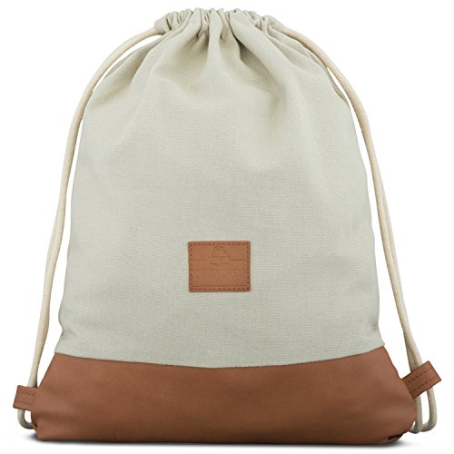 Johnny Urban Turnbeutel Damen & Herren Grau Braun - Luke - Beutel Rucksack mit Kordelzug - Baumwoll Canvas - Kleine Innentasche für Wertsachen von Johnny Urban