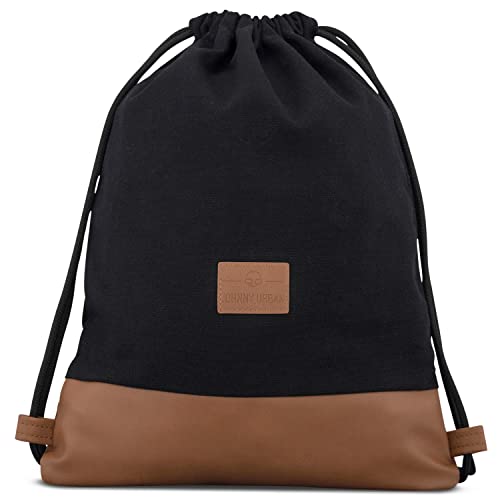 Johnny Urban Turnbeutel Damen & Herren Schwarz - Luke - Beutel Rucksack mit Kordelzug - Baumwoll Canvas - Kleine Innentasche für Wertsachen von Johnny Urban