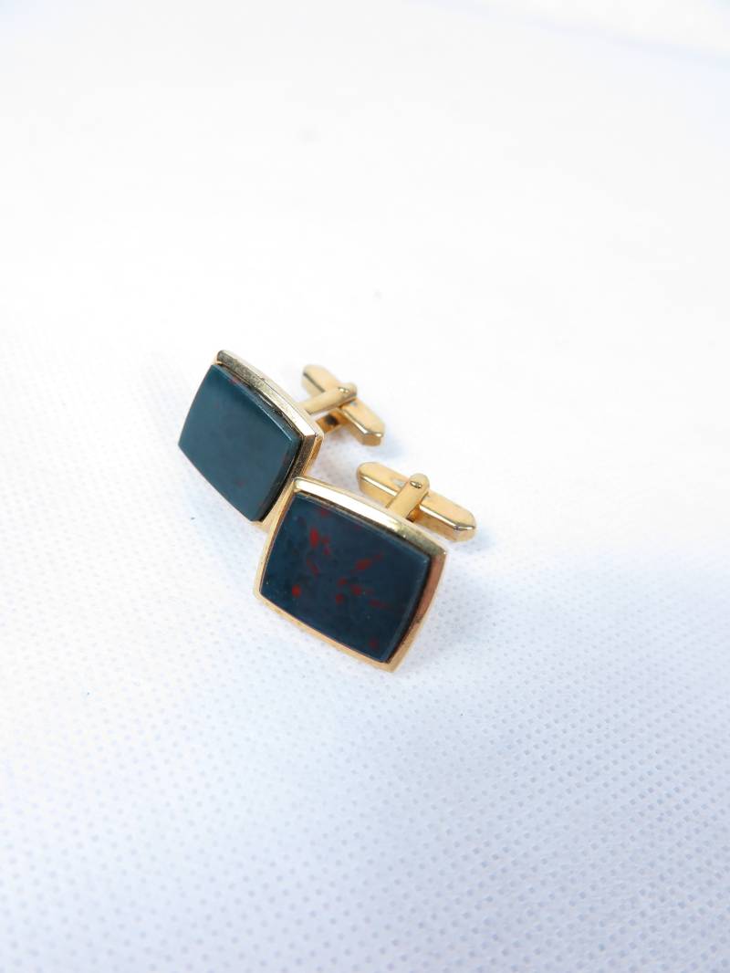 60Er Manschettenknöpfe, Onix Stein #14159 von JohnnyVintageShop