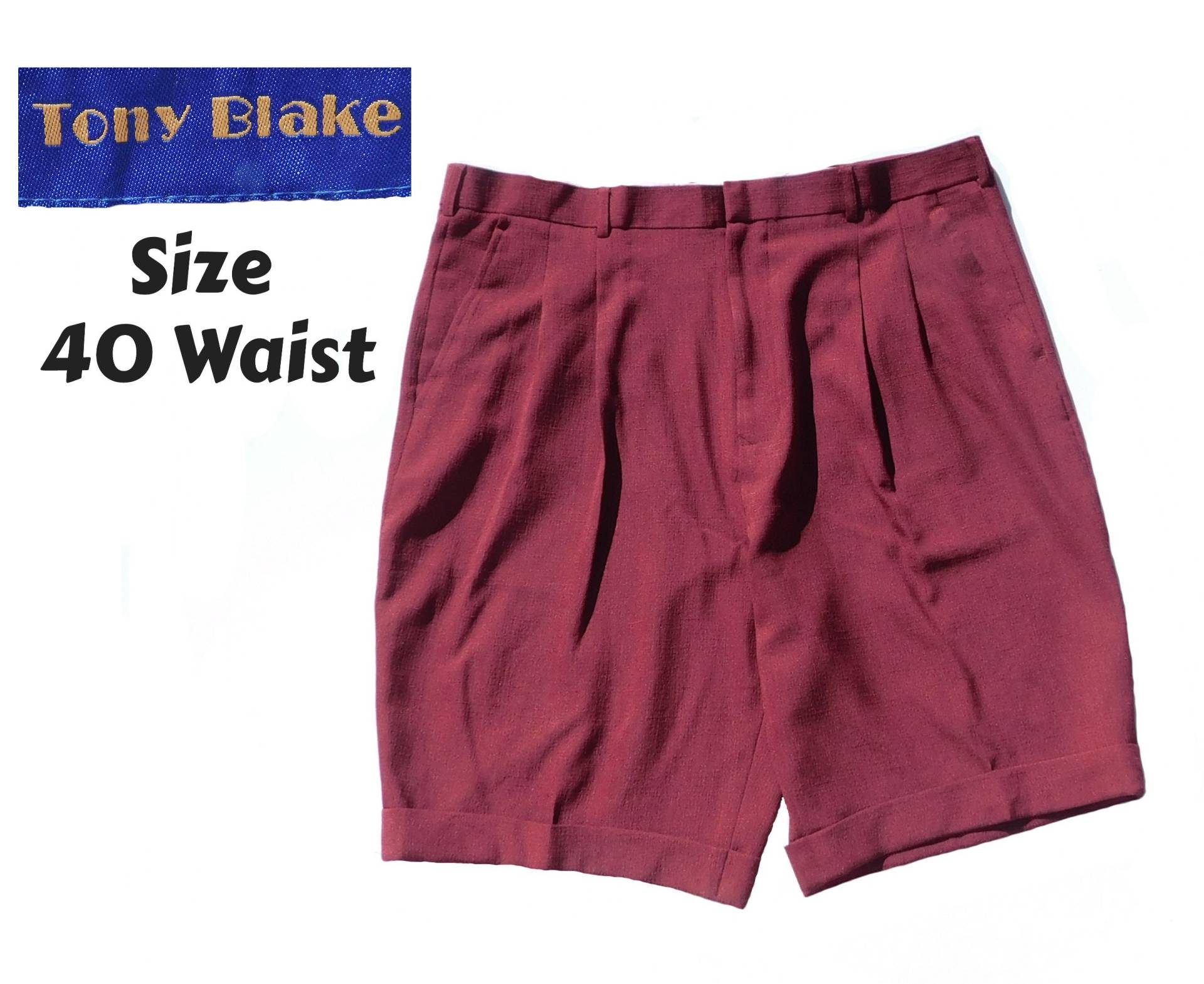 Vintage Shorts Herren - Golf -Bordeaux Rote -Polyester -Vintage Größe 40 Taille Männer , # 31 von JohnnysApparel
