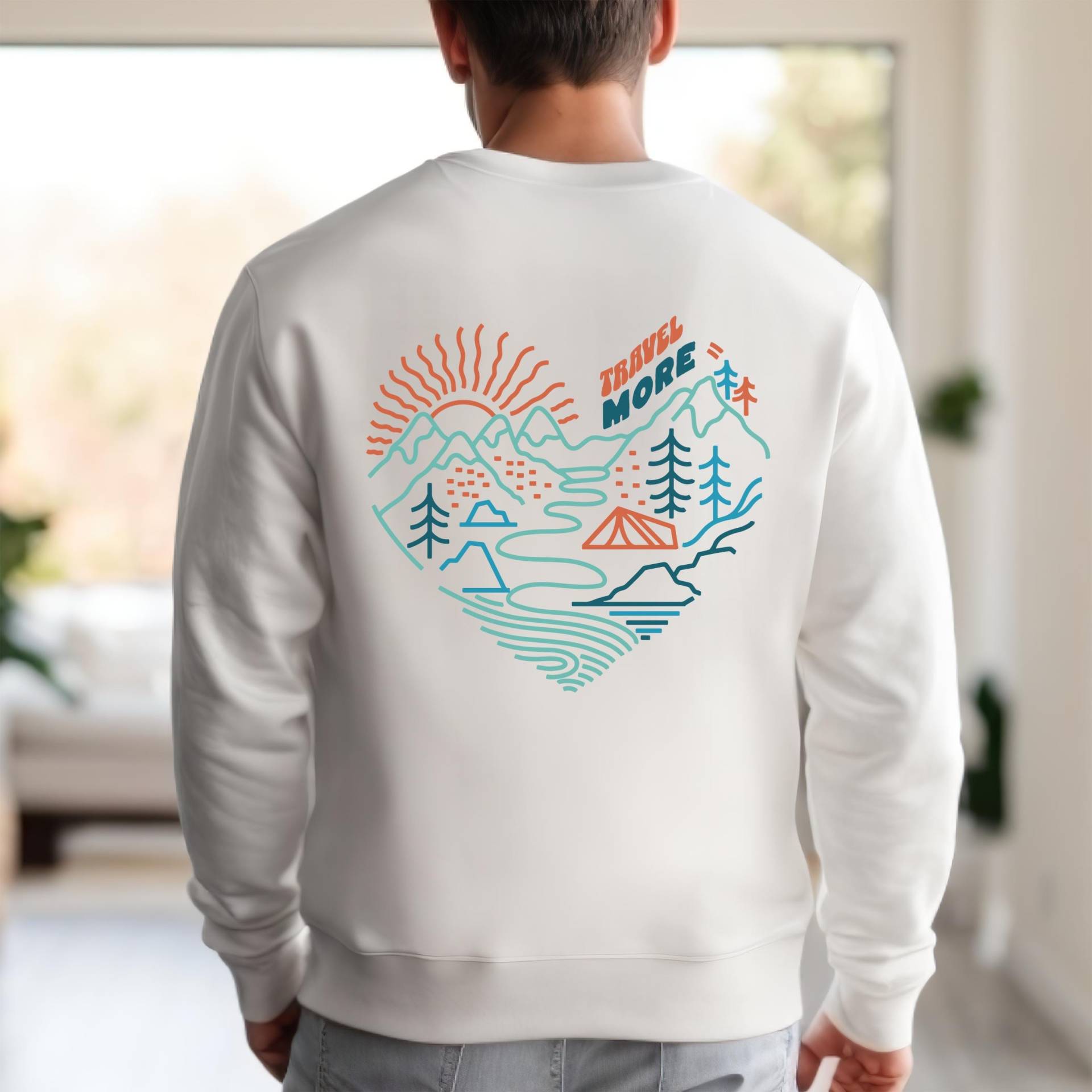 Travel More Camping Shirt With Heart Shaped Mountain Landscape Adventure T-Shirt Hoodie & Sweatshirt Gift For Hikers Nature Lovers von JohnnysClothing