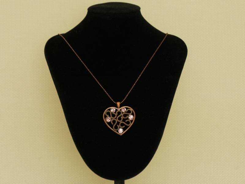 Bronze Herz Anhänger Kette Mit Kristallglas Bronze Herz Anhänger Kette Mit Kristallglas von JohnnysVintageShop