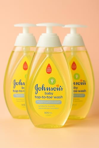 Johnson’s Baby Top-to-Toe® Waschgel – 6 x 500 ml – Baby Duschgel & Shampoo – Sanfte Reinigung für Neugeborene & empfindliche Haut – „No More Tears®“-Formel, dermatologisch getestet von Johnson & Johnson GmbH