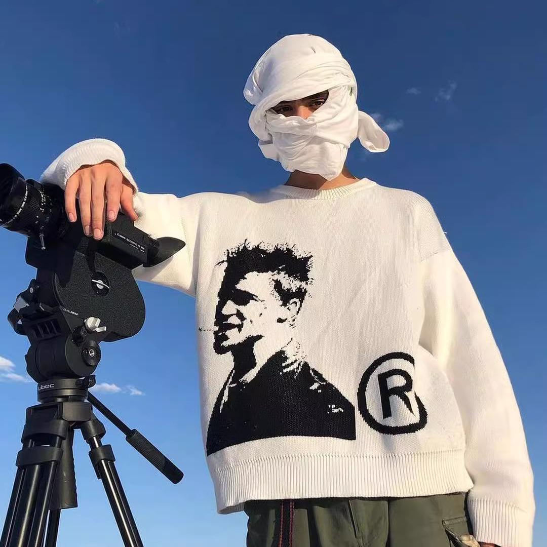 Brad Pitt Strickpullover Y2K Pullover Tyler Durden Fight Club Brad Pitt Strickpullover Y2K Pullover Tyler Durden Fight Club von JohnsstudioDesigns