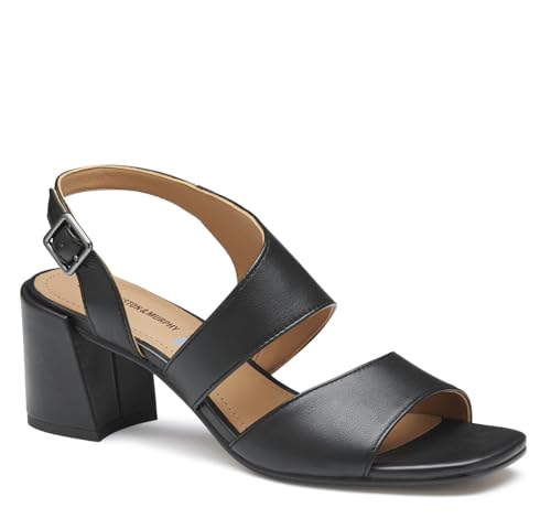 Johnston & Murphy Damen Everly Asymmetrische Slide Sandalen 6,3 cm Slip On Heels für Frauen Frauen Sandalen mit Absatz, Schwarz , 40.5 EU von Johnston & Murphy
