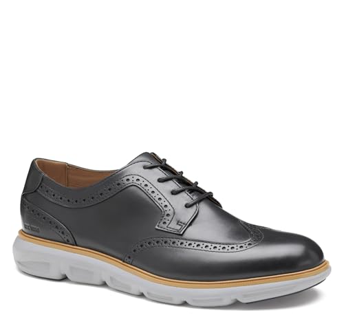 Johnston & Murphy Herren Larkin Wingtip Oxford, Schwarzes italienisches Kalbsleder, 41 EU von Johnston & Murphy