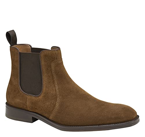 Johnston & Murphy Herren Meade Chelsea Boot | Anzugstiefel für Herren | italienische Lederschuhe | Leder & Gummisohle | herausnehmbare, geformte gepolsterte Innensohle, Dunkelbraunes Wildleder, 44 EU von Johnston & Murphy