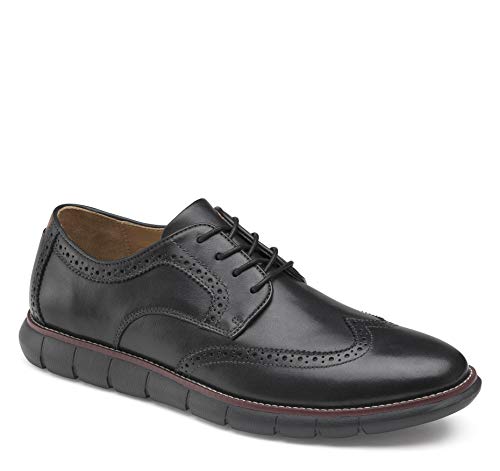 Johnston & Murphy Holden Wingtip Herren Vollnarbenleder | Klassischer Anzugschuh | Echtes Leder | Leichte Athletic Konstruktion, Schwarz (Schwarzes Vollnarbenleder), 44 EU von Johnston & Murphy