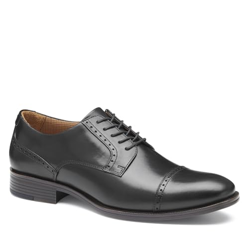 Johnston & Murphy Reeve Zehenkappe Schuhe Herren Lederschuhe für Arbeit Freizeit Bequeme Schuhe für Männer, Schwarz, 45.5 EU von Johnston & Murphy