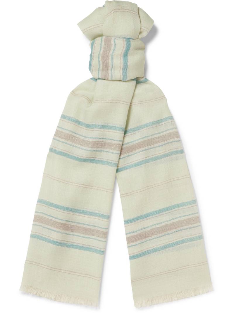 Johnstons of Elgin - Fringed Striped Herringbone Cashmere Scarf - Men - Neutrals von Johnstons of Elgin