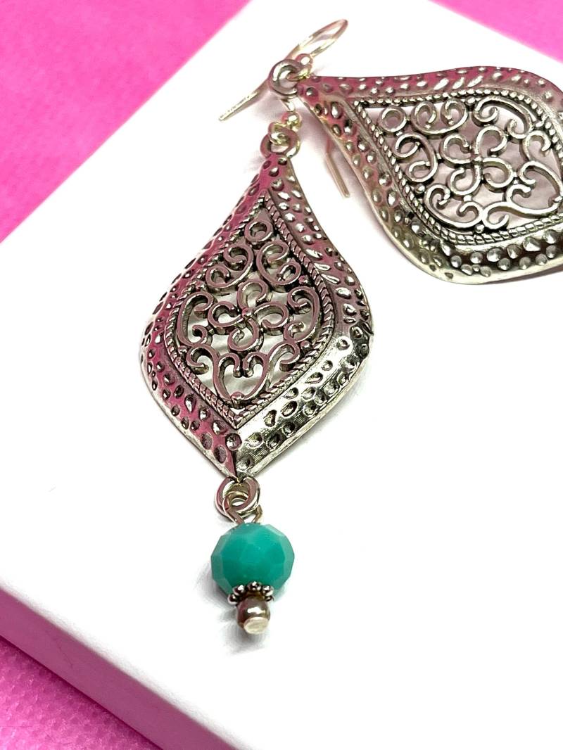 Ibiza Boho Lange Silberne Ohrringe Türkis Ibiza Boho Lange Silberne Ohrringe Türkis von JoieDOreille