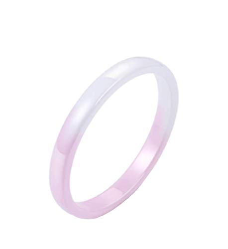 Joielavie 3MM Keramik Ring Farbverlauf Farbe Weiß Rosa Zweifarbiger Glatter Charme Allianz Ring Schmuck für Frauen Mädchen Größe 52（16,6） von Joielavie