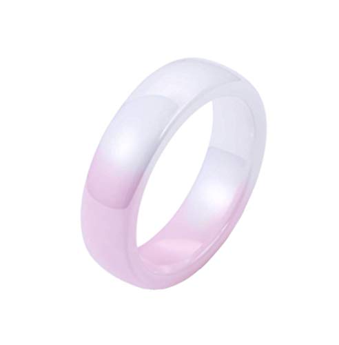 Joielavie 6MM Keramik Ring Farbverlauf Farbe Weiß Rosa Zweifarbiger Glatter Charme Allianz Ring Schmuck für Frauen Mädchen Größe 62（19,7） von Joielavie