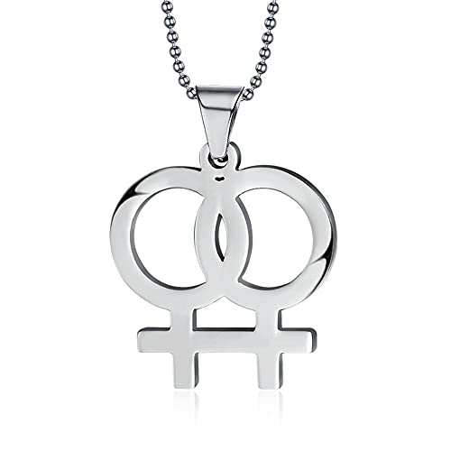 Joielavie Bijouterie Anhänger Halskette Doppelte Weibliche Symbol Spleiß Homosexuell Lesbian LGBT Gay Pride Edelstahl Kette Geschenk Für Frauen von Joielavie