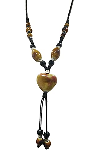 Joielavie Lange Halskette Herz Keramik Bemalte Keramik Perle Mehrreihig Kette Schnur Bekleidungszubehör Quaste Modeschmuck Geschenk Frau Mädchen #1 von Joielavie