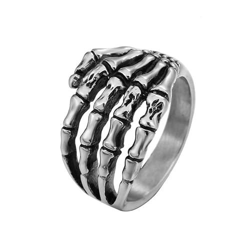 Joielavie Ring Hand des Skeletts Totenkopf Kralle Punk Rock Edelstahl Schmuck Halloween Herren, Edelstahl von Joielavie