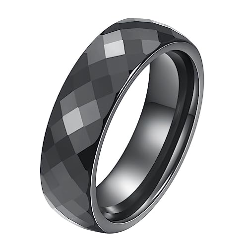 Joielavie Ring aus Keramik, facettiert, 6 mm, weiß, schwarz, für Paare, Schmuck für Herren und Damen, Ehering, Verlobungsring, Hochzeit, Keramik von Joielavie