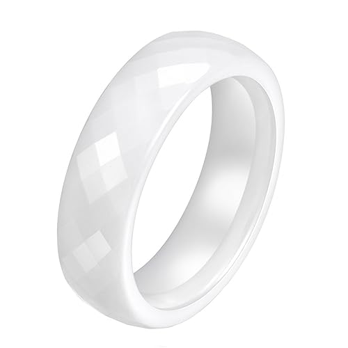 Joielavie 6 mm Ring aus Keramik mit Facettierten Ring Weiß Schwarz Blau Rosa Paar Schmuck Herren Damen Ehering Verlobung Hochzeit, Keramik von Joielavie