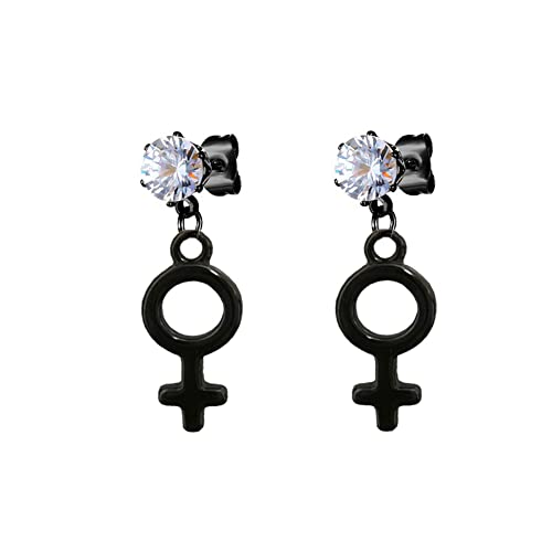 Joielavie Solitaire Ohrringe Venus Weibliches Symbol Anhänger Schwester Homosexuell Lesben LGBT Stolz Schwarz Keramik Stahl Schmuck Frau Mädchen von Joielavie