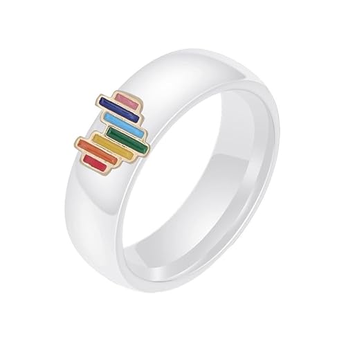 Joievievie 6MM Weiße Keramik Ring Herz Regenbogen Schwul Lesbisch LGBT Stolz Schmuck Frau Mädchen Ehering Verlobung Hochzeit Größe 57(18,1) Joievievie 6MM Weiße Keramik Ring Herz Regenbogen Schwul Lesbisch LGBT Stolz Schmuck Frau Mädchen Ehering Verlobung Hochzeit Größe 57(18,1) von Joievievie