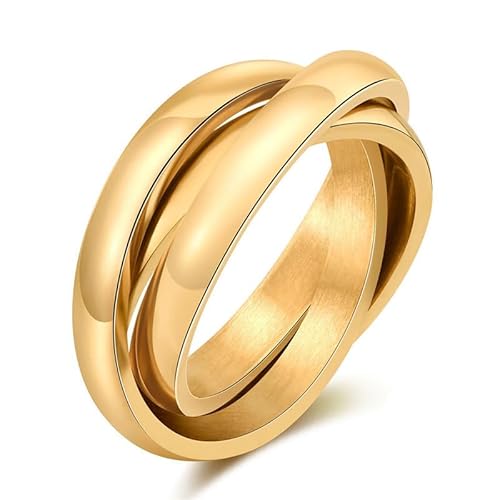 Joievievie 3-in-1-Ring, 3-in-1-Ring, ineinandergreifende Ringe, dreifarbig, Ehering, Hochzeitsschmuck, für Herren und Damen, Edelstahl Joievievie 3-in-1-Ring, 3-in-1-Ring, ineinandergreifende Ringe, dreifarbig, Ehering, Hochzeitsschmuck, für Herren und Damen, Edelstahl von Joievievie