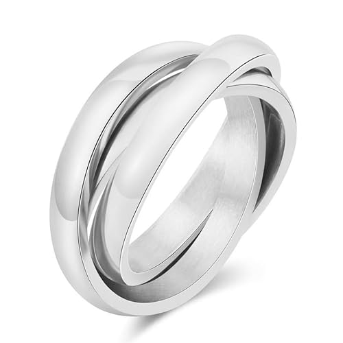 Joievievie 3-in-1-Ring, 3-in-1-Ring, ineinandergreifende Ringe, dreifarbig, Ehering, Hochzeitsschmuck, für Herren und Damen, Edelstahl Joievievie 3-in-1-Ring, 3-in-1-Ring, ineinandergreifende Ringe, dreifarbig, Ehering, Hochzeitsschmuck, für Herren und Damen, Edelstahl von Joievievie