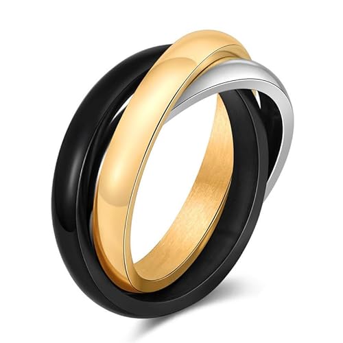 Joievievie 3-in-1-Ring, dreifach verschlungene Ringe, dreifarbig, Ehering, Hochzeitsschmuck, für Herren und Damen, Rostfreier Edelstahl Joievievie 3-in-1-Ring, dreifach verschlungene Ringe, dreifarbig, Ehering, Hochzeitsschmuck, für Herren und Damen, Rostfreier Edelstahl von Joievievie
