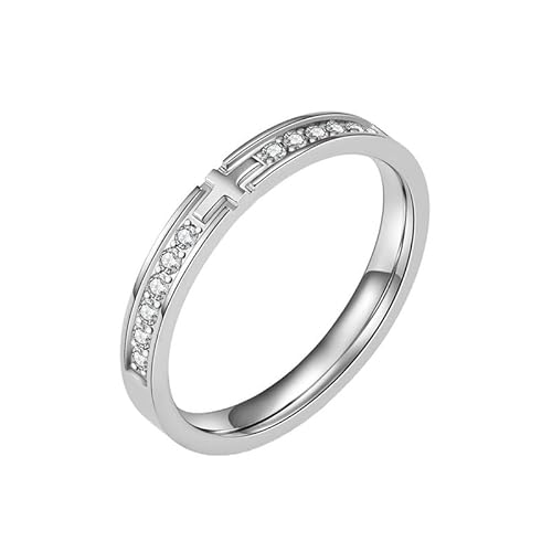 Joievievie 3 mm Damen-Kreuzring aus Edelstahl mit Zirkonia, Einkerbung, Ehering, Hochzeit, Verlobung, religiöser Schmuck, Silber, Gold, Schwarz, Edelstahl von Joievievie