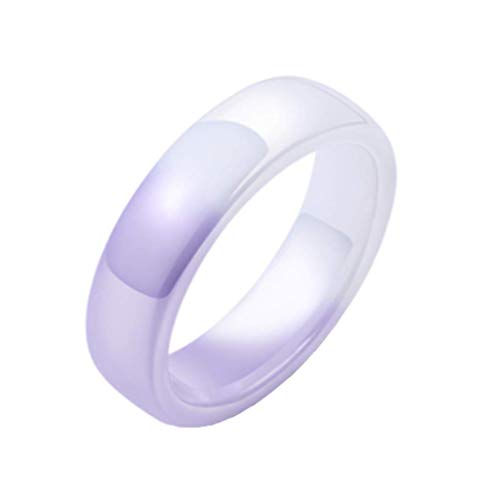 Joievievie 6MM Keramik Ring Farbverlauf Farbe Weiß Lila Zweifarbiger Glatter Charme Allianz Ring Schmuck für Frauen Mädchen Größe 52（16,6） von Joievievie